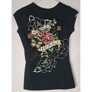 Candy Rain Womens Medium Pure Heart T Shirt Vintage Y2K Black